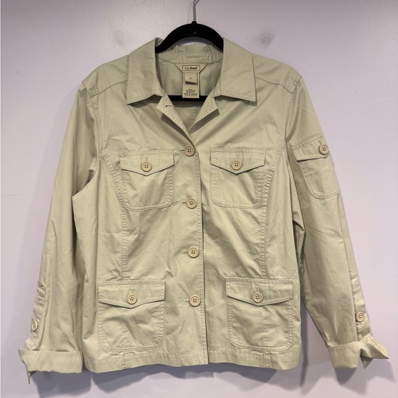 L.L. Bean 100% cotton khaki button lightweight coat - Picture 1 of 3